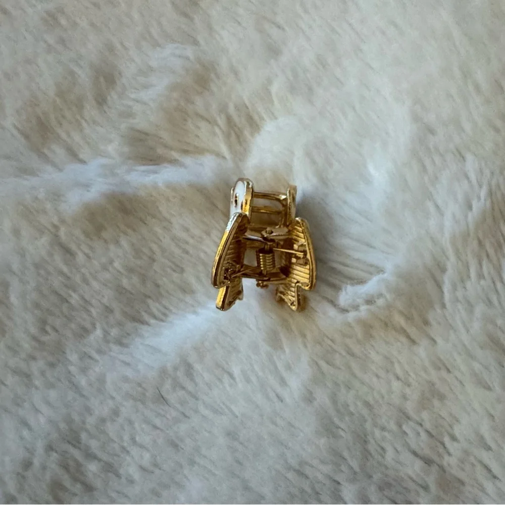Gold and White Ghost Enamel Mini Hair Clip
